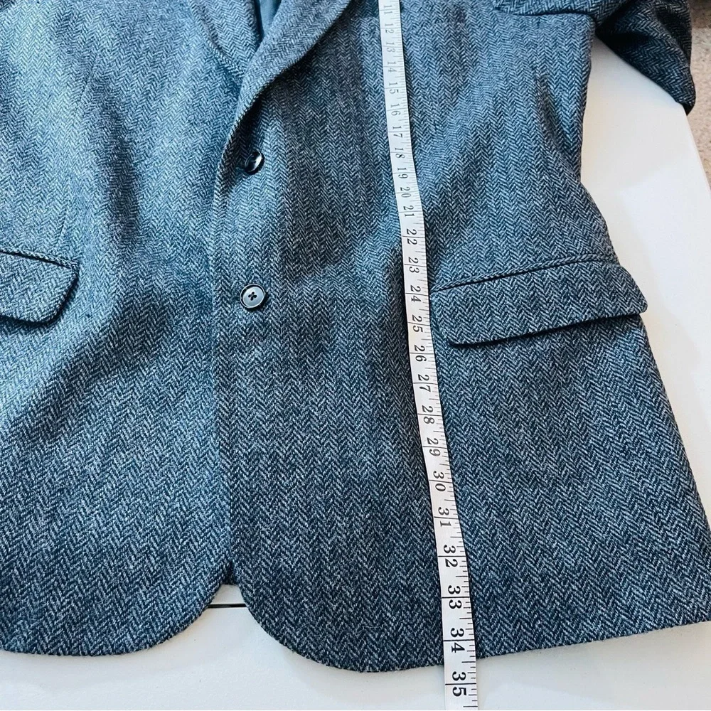 Barrington Herringbone Two Buttons Wool Blazer Suit Jacket Size 48L Gray Pockets